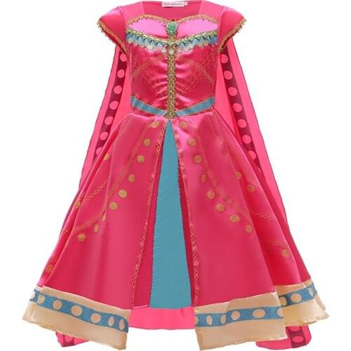 Cosplay Princess Costume For Girl Jasmine Dress Christmas Girls Dress With Cape 2-10 Year Kids Dresses Arab Traditional Clothing