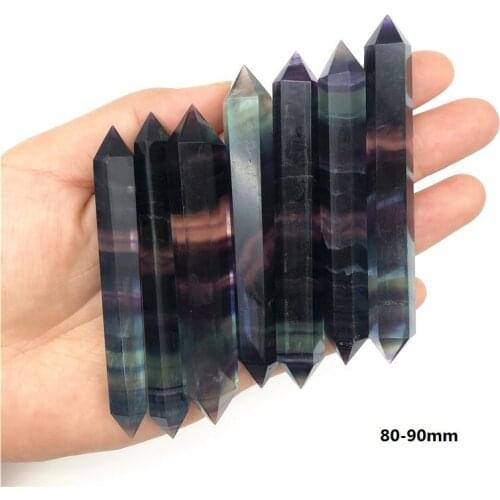 Beautiful 1 Piece Natural Rainbow Fluorite Obelisk Quartz Crystal Double-pointed Terminated Wand Natural Quartz Crystals