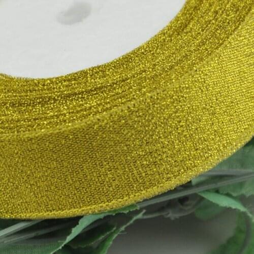 Golden Ribbon 25mm 25 Yard 22M Metallic Luster Wedding Decoration Webbing Invitation Card Gift Wrapping Riband