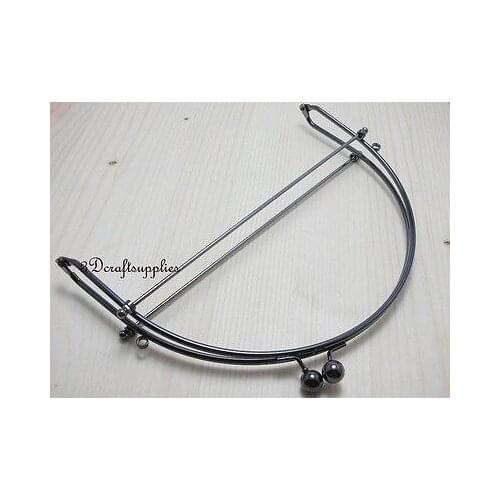 Metal purse frame glue on clasp clip gunmetal 8 1/2 inch X 6 1/2 inch Y26