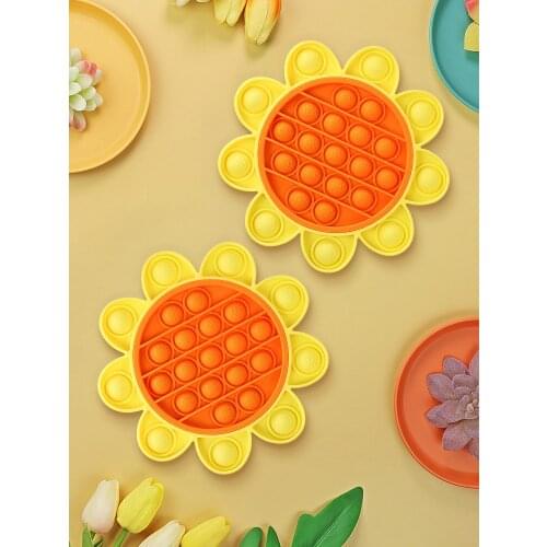 Cute Sunflower Stress Relief Squishy Push Bubble Kids Sensory Fidget Toys Autisim Special Game Antistress Fidget Toy for Adult
