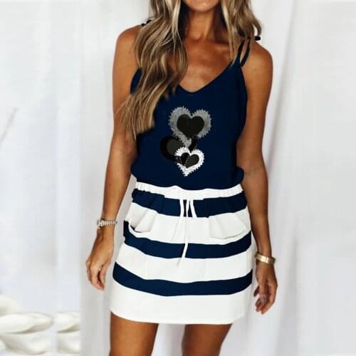 Mini Sexy Dress 2021 Fashion Print Drawstring Dress Summer Dress Loose Sleeveless Dress Womens Comfortable Casual Outfits Wear