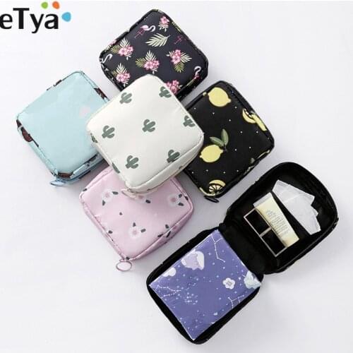 ETya Fashion Women Small Cosmetic Bags Travel Mini Sanitary Napkins Make Up Coin Money Card Lipstick Storage Pouch Bags Case