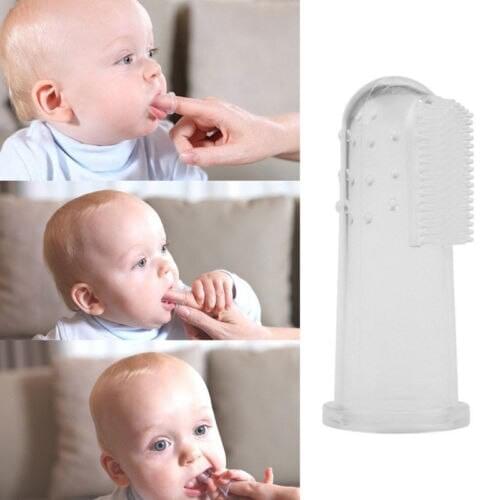 Newborn Baby Soft Silicone Finger Toothbrush Massager Teeth Brush Set Holder boxs
