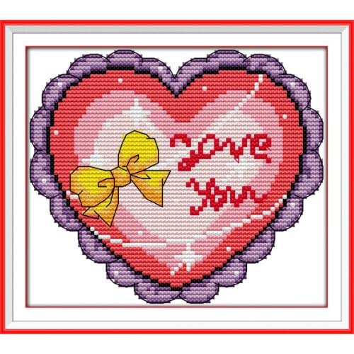A heart-shaped cake cross stitch kit 14ct 11ct count print canvas stitches embroidery DIY handmade needlework plus