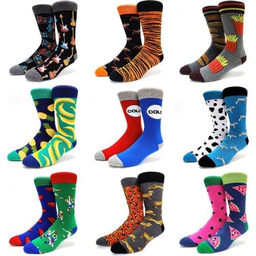 High Quality Combed Cotton Socks Food Pattern Long Tube Funny Happy Men Socks Novelty Skateboard Crew Casual Crazy Socks