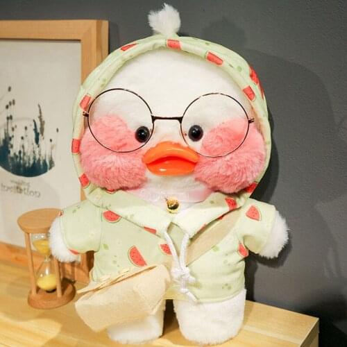 Watermelon Coat White Bag Hoodie Hyaluronic Acid Duck with Glasses Hat Plush Toy Stuffed Soft Birthday Christmas Day Gift