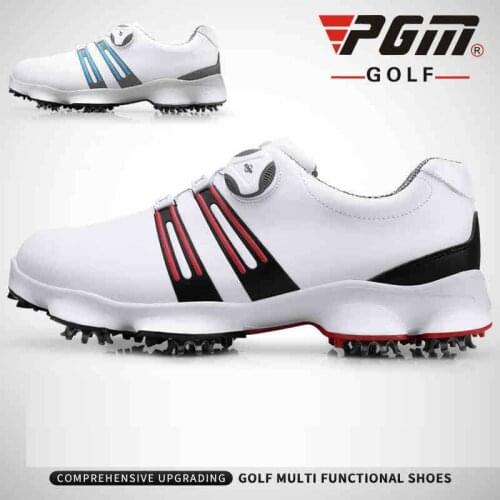 PGM Golf Shoes Men Leather Waterproof Sneakers Anti-Slip Automatic Shoelace Sports Shoes Man Breathable Golf Trainers