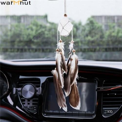 WarmHut Amethyst Crystal Window Car Hanging Car Rearview Mirror Charm Pendant Handmade Dream Catcher Ornaments Home Bedroom Deco
