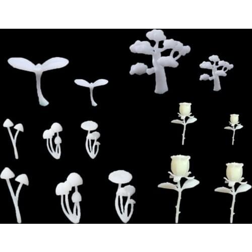 Silicone Mini Mushroom Tree Modeling Resin Mold Rose Deer Landspace Fillings Resin Jewelry Casting Fillers Kit Art Craft T84A