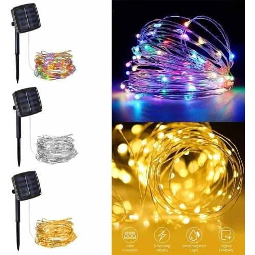 100/200 LED Solar Copper Wire String Lamp Led Strip Fairy Garland Outdoor Garden Decorative Light Wedding Christmas Decoration