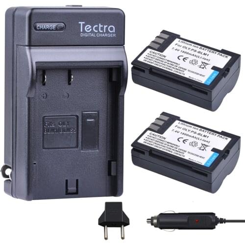 Tectra 2Pc PS-BLM1 PS BLM-1 Li-ion Bateria + Digital Charger for Olympus EVOLT E-300 E-330 E-500 E-510 C-5060 C-7070 C-8080