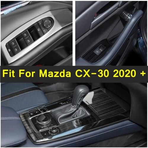 Interior Transmission Shift Panel / Window Glass Lift Switch Control Cover Trim Fit For Mazda CX-30 2020 2021 Accessories