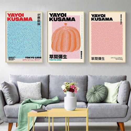 Yayoi Kusama Exhibition Poster Japanese Canvas Painting Nordic Abstract Art Print Modern Wall Picture For Living Room Home Decor