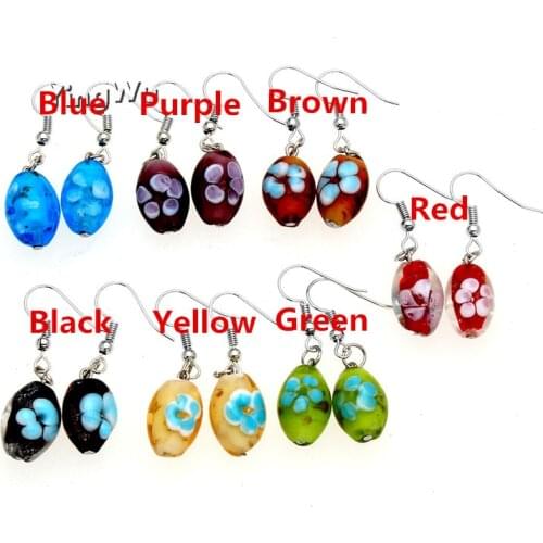 Yingwu Fashion Glass Murano Pendant Earring Jewelry Lampwork Glass Pendent Dangle Drop Earrings for Women Girls