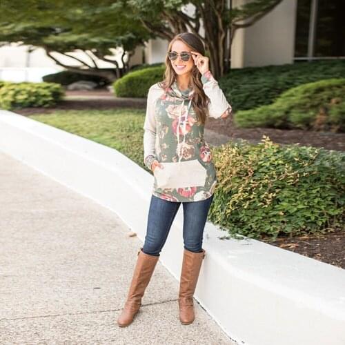 2018 Women Warm Autumn Winter Warm Hooded Coat Loose Hoodie Floral Print Tops Ladies Coat Pullovers Casual Sweatshirts Clothes