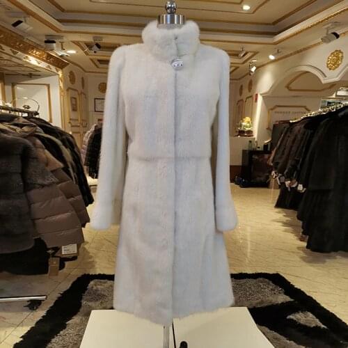 WINTER PALACE 2020 best seller Fashion Slim Fur white long mink fur coat warm winter new mink fur coat mink leather coat 1009