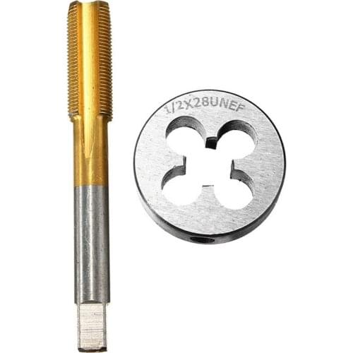 1/2 -28 HSS Right Hand Tap Threading Tool Titanium Coated Tap & Round Die Set For Hand Tools