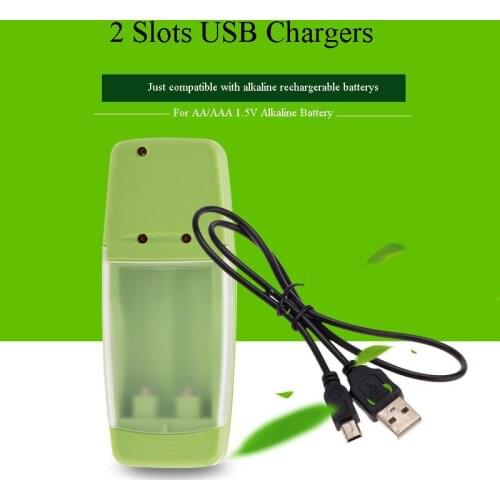 Soravess 1pcs Smart Battery Charger For 1.5V AA/AAA Alkaline Rechargeable Battery 2 Slots aa aaa Batteries USB chargers