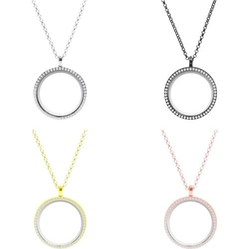 10Pcs/lot Crystal Round Glass Locket Living Memory Glass Locket Pendant Chain Pendant Necklaces For Women Gift Jewelry