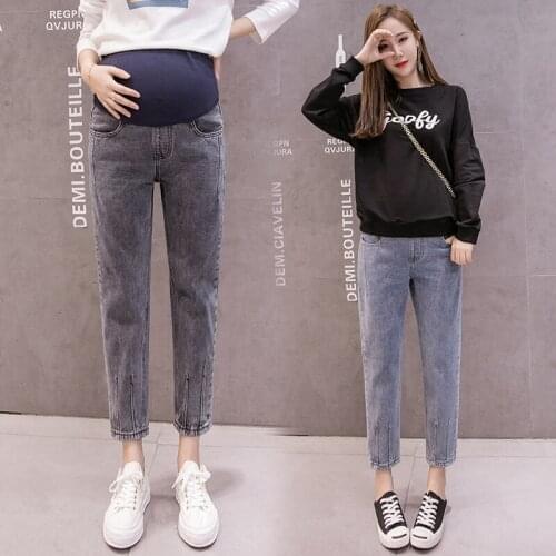 1903# Maternity pants Spring Autumn Maternity Jeans Belly Support Pants Support Abdomen Elastic Waist Maternity Trousers