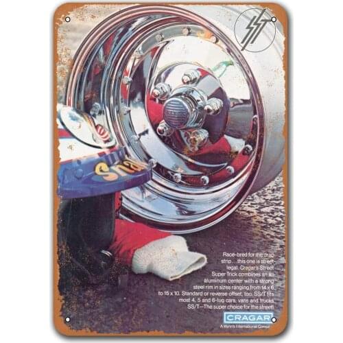 1978 Cragar Street Super Trick Wheels Car Tin Signs Vintage, Sisoso Metal Plaques Poster Bar Man Cave Retro Wall Decor 8x12 inch