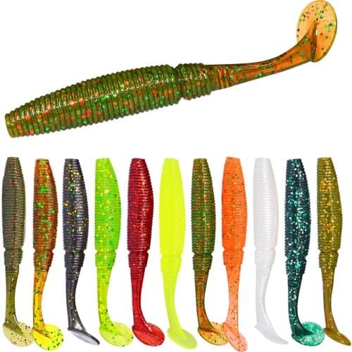 6Pcs/lot 75mm Soft Baits Shad Soft Lure for Fishing Lure Bait Worm T-tail Easy Shiner Perch Catfish Jig Rubber Artificial Tackle