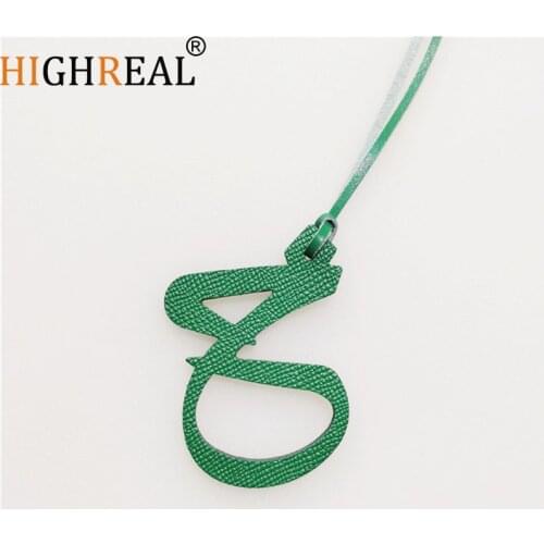 HIGHREAL Custom Made Luxury Genuine Leather Character Alphabet Arabic Letter J Keychain Women Bag Charm Backpack Pendant