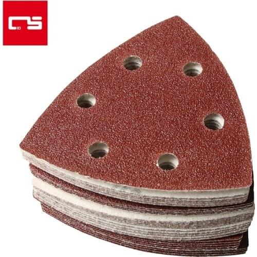 50pcs Sandpaper Triangular Sanding Discs Hook Loop Abrasive Paper Tools Buffing Sheet Sandpaper 8 Hole Sander Polishing Pad
