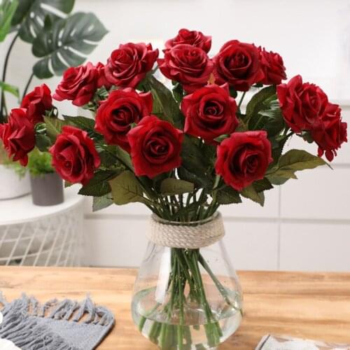 Wedding Party Living Room Decoration Valentine Day Rose Artificial Flower DIY Red White Yellow