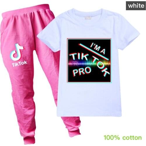 TIK TOK childrens Girls T-shirt + trouser suit girl shirt top girl clothes kids sports suit 2-16Y