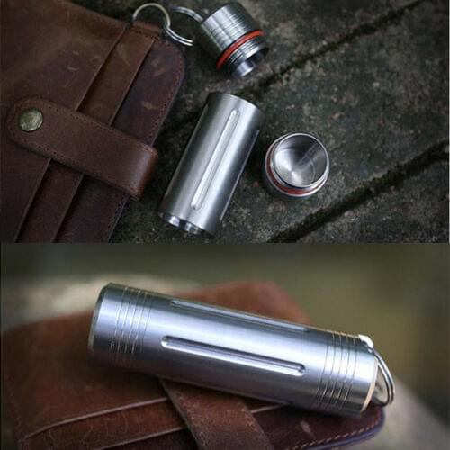 Travel Pure Titanium Necklace Pendant Waterproof Medicine Box Pills Holder Case