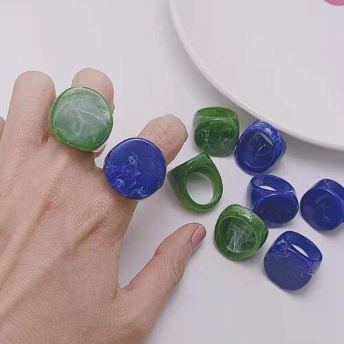 Geometric Aesthetic Rings Resin Acrylic Transparent Candy Colorful Finger Ring for Women Jewelry Office Girls Personality Gifts