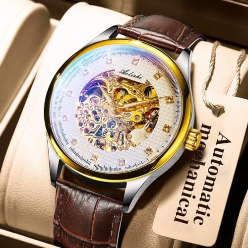 GLENAW Men's Watch With Leather Strap