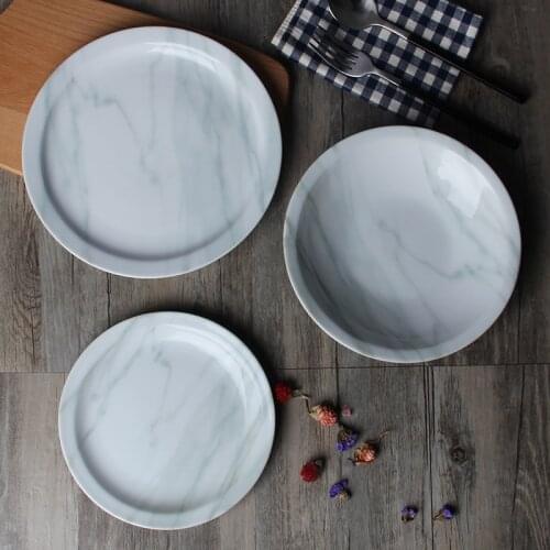 Ceramic plate with marble grain dinnerware meal tools dinner plates tray bandeja assiette pratos prato sushi placa talheres