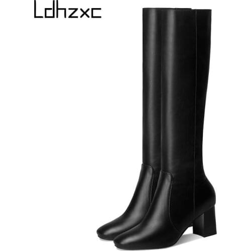 LDHZXC Pu Leather White Knee High Boots Zipper Ladies Platform Boots High Heels Fashion Nightclub Patry Shoes Wholesale