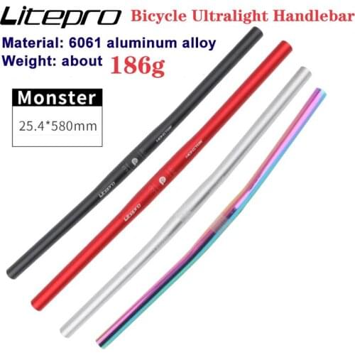 Litepro bicycle ultra-light handlebar 25.4mm*580mm aluminum alloy handlebar folding bicycle parts