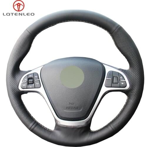 LQTENLEO Black PU Artificial Leather DIY Hand-stitched Car Steering Wheel Cover for Zotye T600 2011-2019