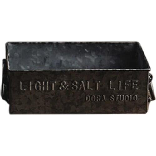 Retro Serving Tray Vintage Metal Storage Tray Breakfast Bread Cake Snack Plate Rectangular Box Iron Pan