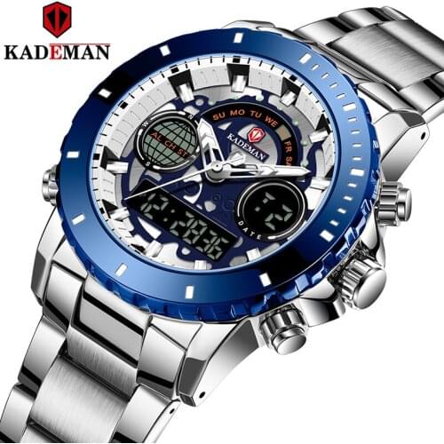 KADEMAN 9102 Men Outdoor Luminous Sports Waterproof Steel Band Watch Multi Functional Men Watch Waterproof Watches