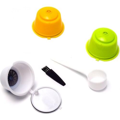 3Pcs Refillable Reusable Coffee Capsules Pods set Scoop Brush Food Grade PP Soft Coffee Filter Baskets for DOLCE GUSTO Machines