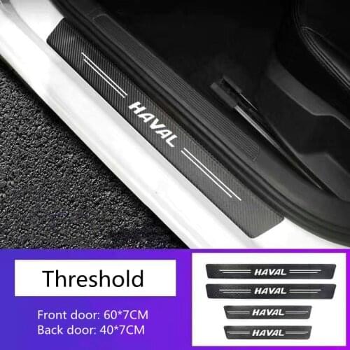 Car door sill strip anti-stepping protection sticker car logo carbon fiber grain leather welcome pedal anti-scratch decorative s