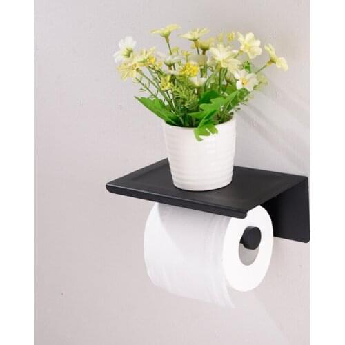 Wall Mounted Bathroom Toilet Paper Holder Tissue Roll Hanger 304 Stainless With Phone Shelf Towel Rack Tissue Boxes Bathroom Set