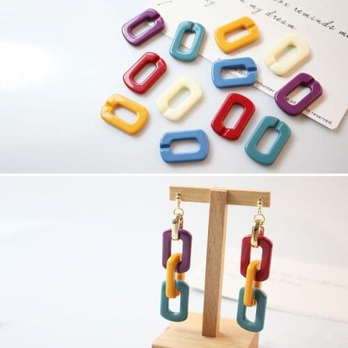 Wholesale 50pcs/lot color printing geometry hollow rectangle shape resin beads diy jewelry earring/garment pendant accessory