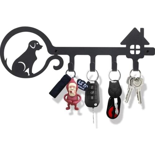 You Bella LLC Sweet Dog Design Decorative Metal Hanger for Homes, Keychain, Bag Holder, Wall Mounted Black