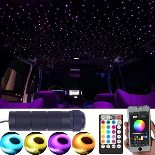 Fiber Optic Starry Sky Ceiling for Car LED DC12V 6W RGBW Bluetooth Optical Fiber Light Kit