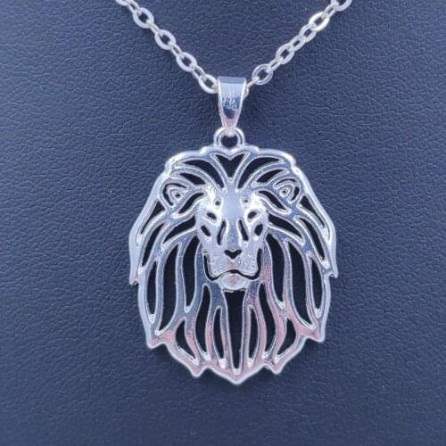 Lion Dog Animal Pendant Necklace Gold Silver Plated Jewelry For Women Male Female Girls Ladies Punk Cute
