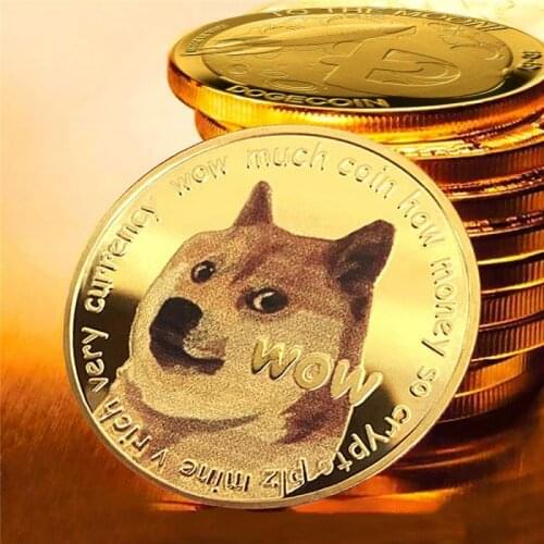 40mm Commemorative Coins Gold/Silver Plated Bitcoin Coin Dogecoin Art Collection Gift Cute Dog Pattern Year Souvenir Bitcoin