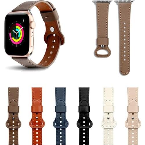 Fashion Band For Apple Watch 38mm 40mm 42mm 44mm Hasp Leather Slim Style Watchband iWatch Strap Series 3 4 5 6 SE Bracelet Belt