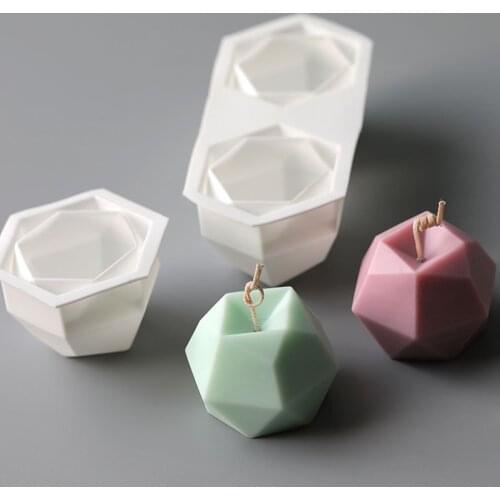 Rhombus Ball Candle Mold Cube Geometric Shape Chocolate Mousse Baking Silicone Mold Candle Making Kit Fondant Molds DIY